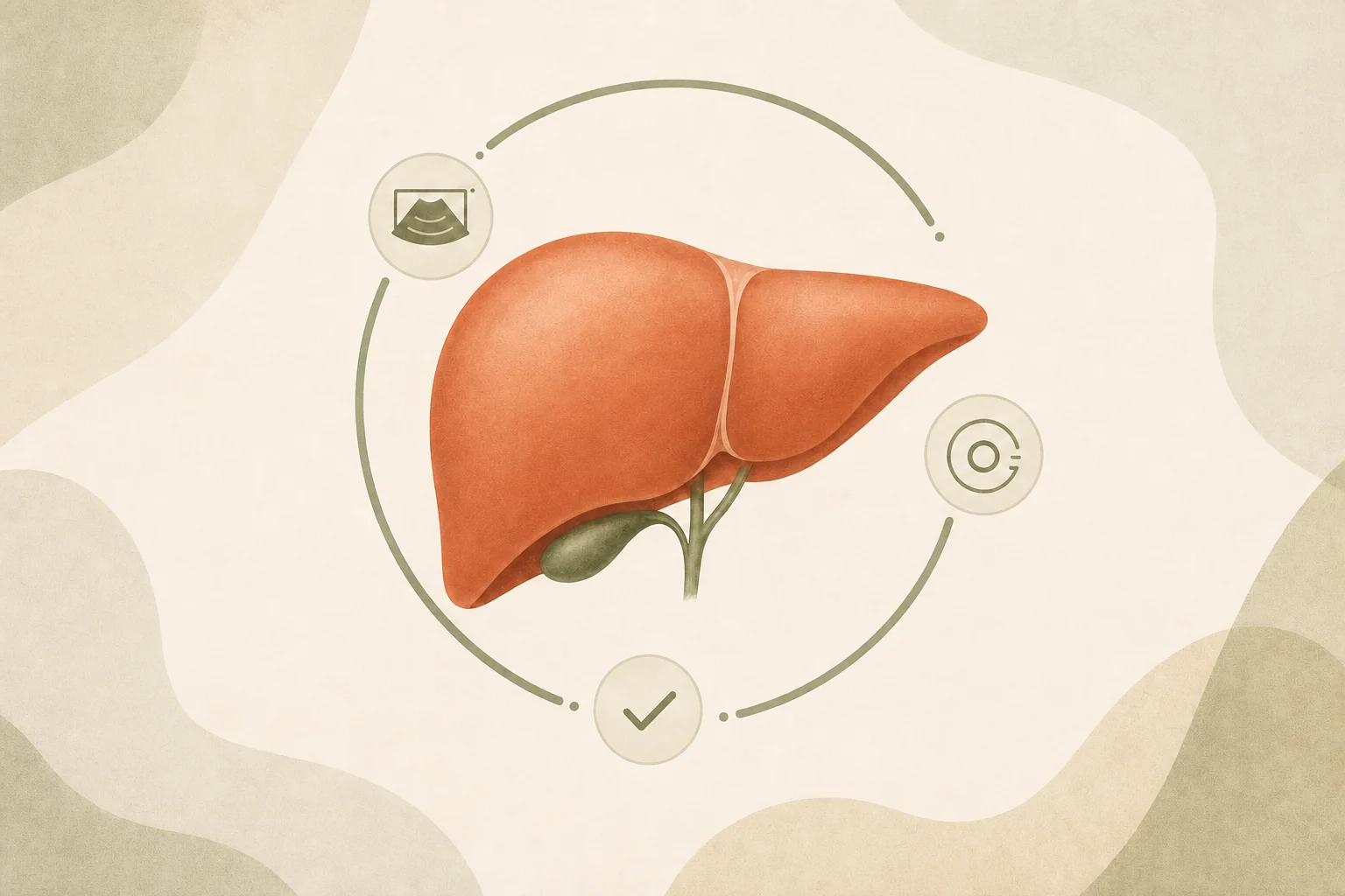 Ruhige Illustration zur Diagnostik und Therapie von Lebererkrankungen
