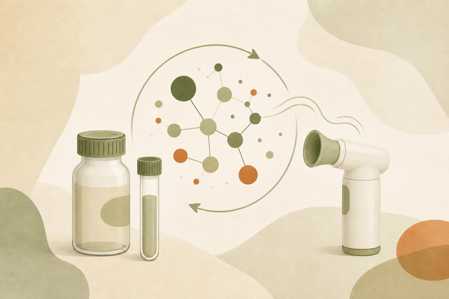 Ruhige Illustration von Labor- und Atemtests zur Stoffwechseldiagnostik